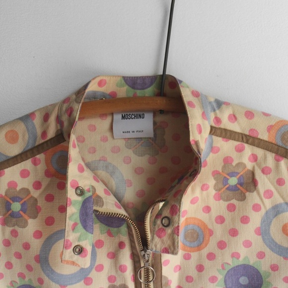 MOSCHINO Patel Print Moto Style Cotton Jacket - Picture 6 of 8